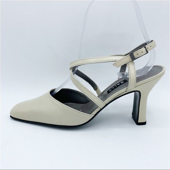 Bally Switzerland Winter White Strappy Snipped‎ Toe Sculptural Heels Sz 6 NEW - Picture 3 of 12